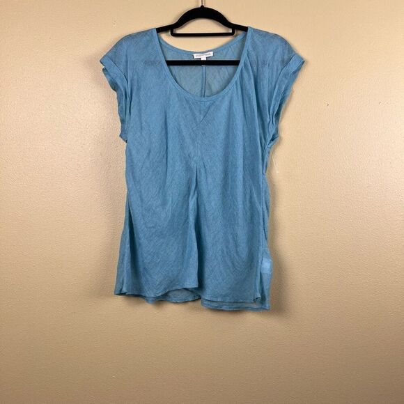 New Eileen Fisher Top Blouse Pullover 100% Linen Gauze Light Blue Size L - Picture 1 of 3